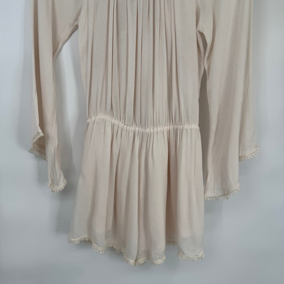 Romeo & Juliet Couture Off Shoulder Romper Womens M Cream Boho Cowgirl Pockets - Picture 10 of 16